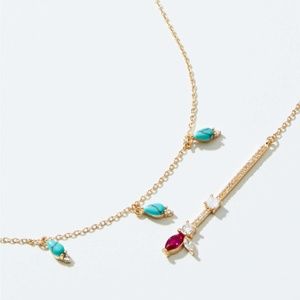 LOFT BLUE STONE DOUBLE LAYER NECKLACE EUC